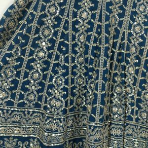 Teal Blue Embroidery Printed Kurta Set (Women)