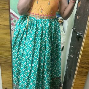 pochampally ikkat print long frock