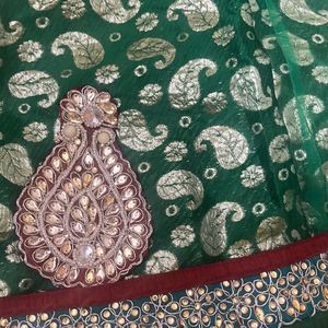 Beautiful Net And Brocade Lehanga With 2 Blouses