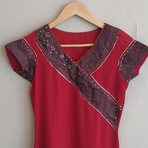 Red Kurti | Bust 32 | Length 39