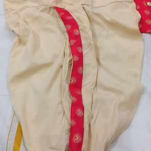 Dark Pink Golden Print Kurta Pyjama Boys