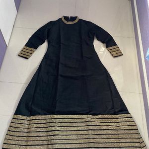Designer Black And Gold Gown
