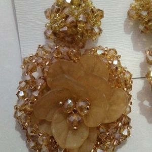 Golden Big Flower Earrings