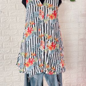 Stripe Floral Shirt Top