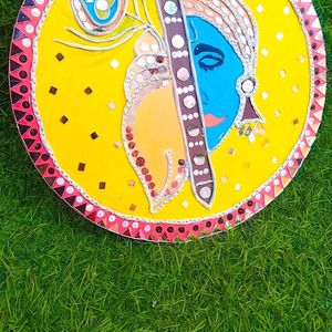 Lippan Art Mirror Wall Decor Handmade - Kanha Ji