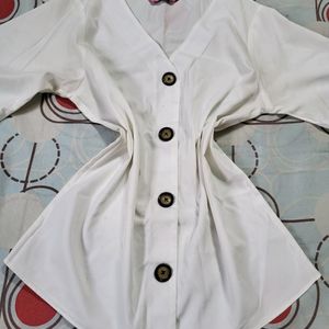 Korean White Top With Bishop Full Sleeves