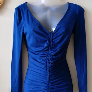 Fashion Nova Royal Blue Ruched Dress