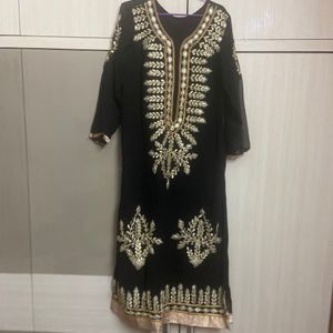 Black & Golden Kurta