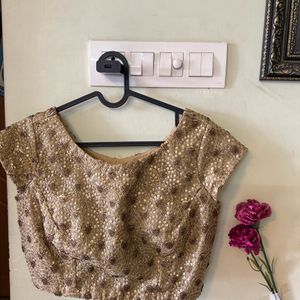 Gold  Heavy Embroidery Net Blouse