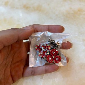 Red Studded Hair Clip Clutch