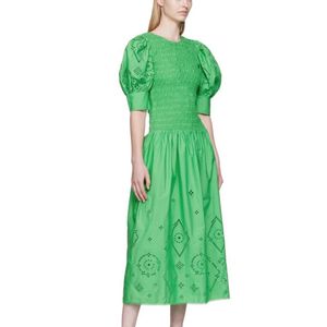 Green Broderie Anglaise Midi Dress