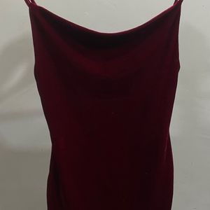 Maroon Velvet Bodycon Mini Dress