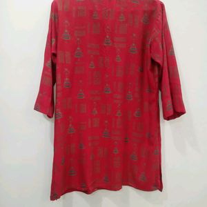 Red Kurti With Beautiful Print 🐾