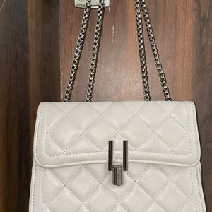 Grey sling Clutch With Stylish Lock