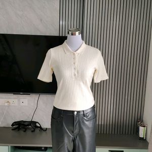 🆕 UNIQLO Polo Neck Ribbed Top