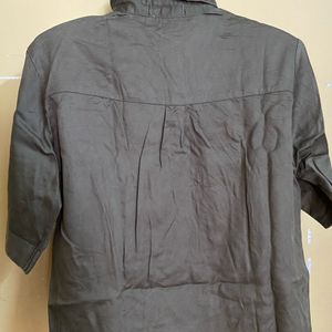 Olive High Low Shirt With Big Pockets