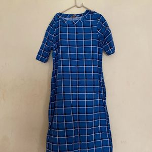 Checks Design Blue Kurta For Women