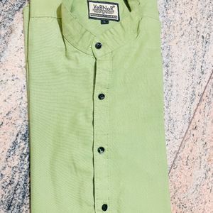 Vebnor Olive Green Formal Chinese Collar Shirt