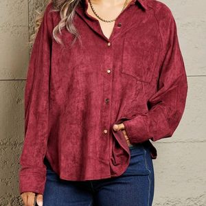 Korean Oversized Carduroy Shirt In Red