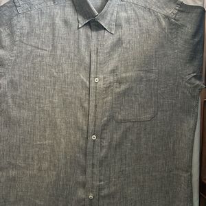 M Linen Chambray Grey Half Sleeves Shirt