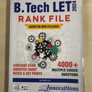 BTech Lateral Entry Rank File