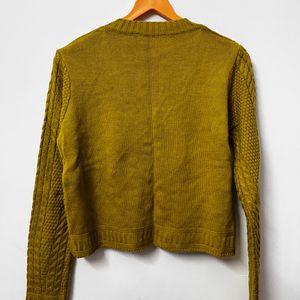 Mustard Colour Crop Cardigan