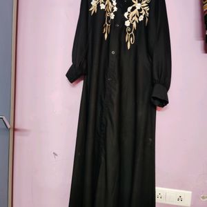 Abaya Black Color With Embroidery Work