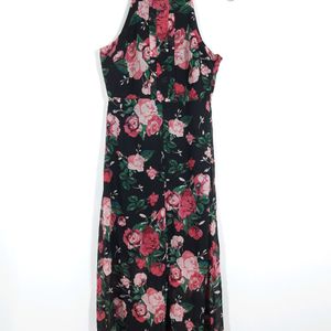 Black Color Floral Printed Dress ( Women's )