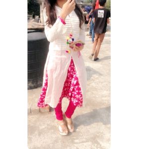 Beautiful Pink And White Kurti