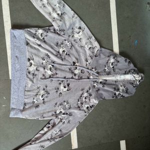 Grey Floral Hoodie