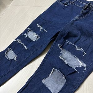 Navy Blue Torn Jeans