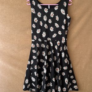 Floral Print Black Dress