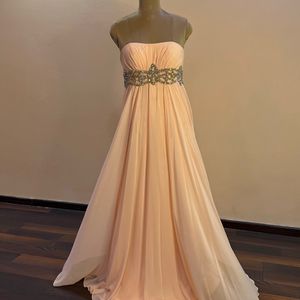 Peach Embellished Tube Dress (Bust:34)