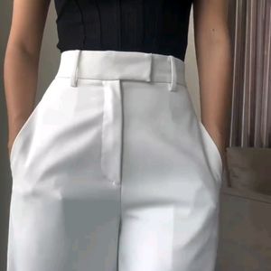 Stella White Side Hook Trousers