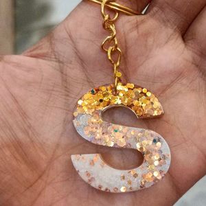 S Alphabet Resin Art Keychain