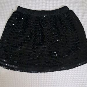 Black Sequin Party Mini Skirt