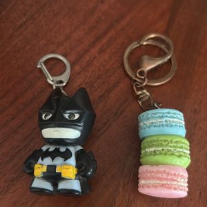 2 Key Chains- Macaroon And Batman With Battery