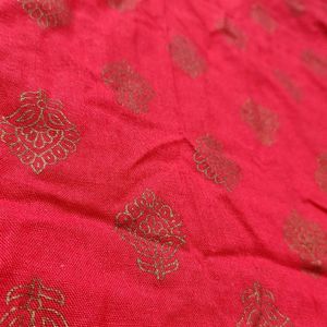 Golden Printed Red Cotton Kurta