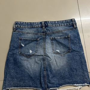 Ripped Denim Skirt