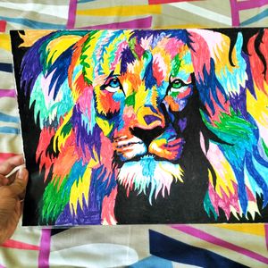 Colourfull Lion Aesthetic Painting 🎨