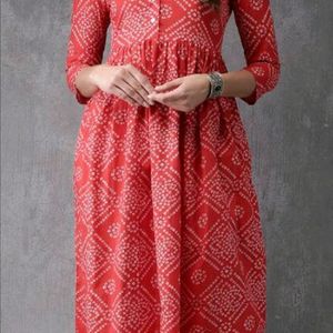 Anouk Red Bandhani A-line Kurti