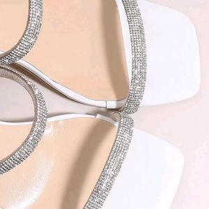 Brand New White Rhinestone Heels🤍