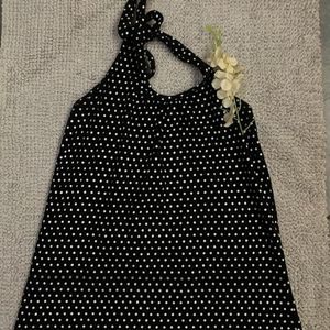 Black Polka Dots Halter Neck Top