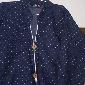 Navy Blue Kurtha With Full Sleeves