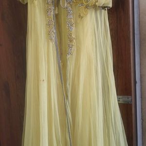 Yellow Color Coat Gown