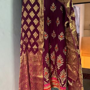 Purple Suit With Palazzo And Dupatta