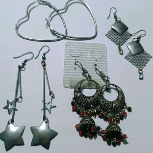 Combo Of 6 Silver Earrings