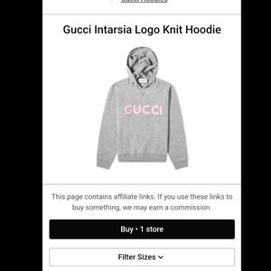 Authentic Gucci Men's Gray Intarsia Logo Knit Hood