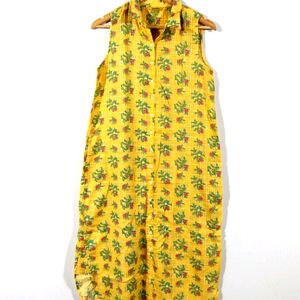 Global Desi Yellow Floral Printed Kurti