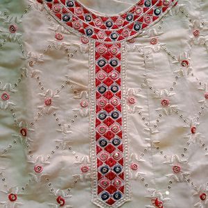 Chicken Work Kurti Lacha Set